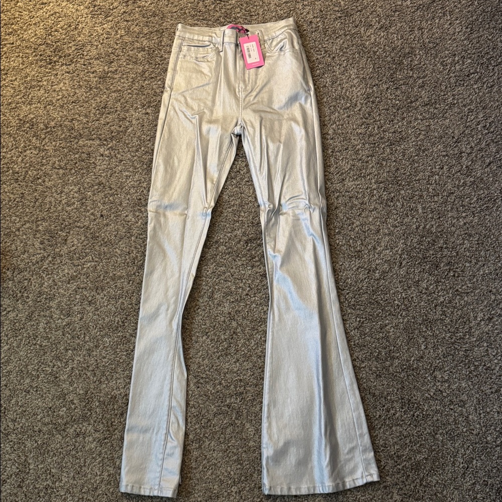 Edikted Silver Flared Pants